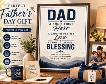 Stampa con citazione per la festa del papà, "Amore e benedizione per la figlia eroina" (download digitale)