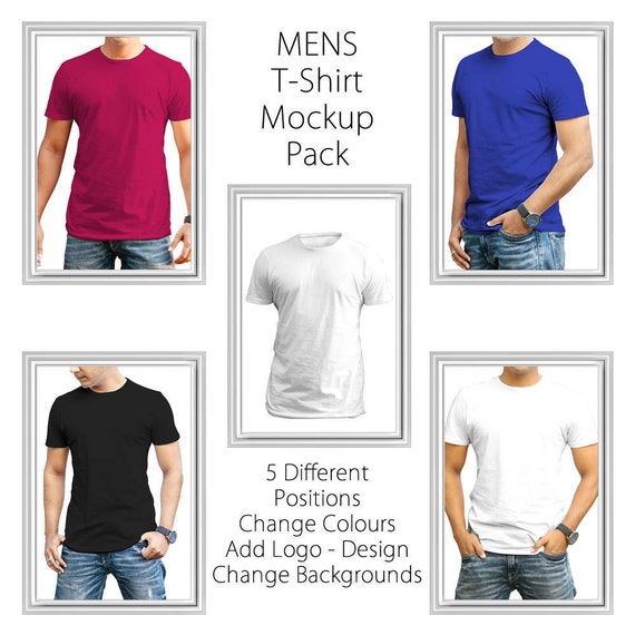 Download Men S T Shirt Mockup Psd Clean Responsive Design 5 Etsy