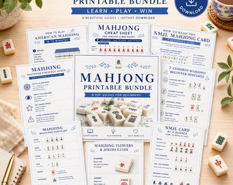 Pacchetto di schede riassuntive per Mahjong, guida per principianti NMJL americana (download digitale)