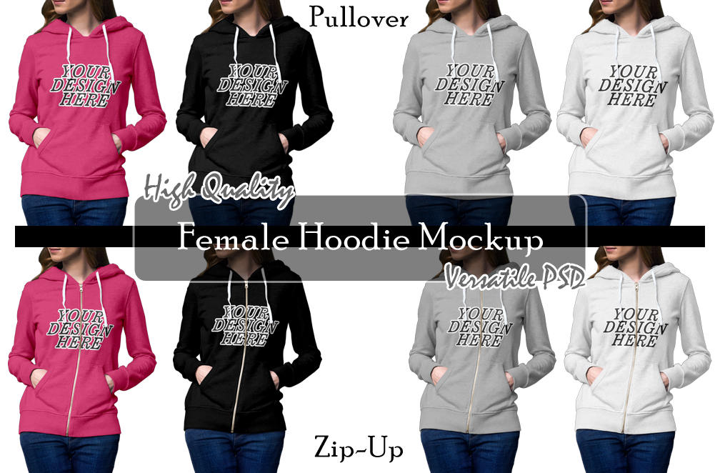Download Ladies Womens Winter Hoodie Mockup Pullover / Zip-Up ...