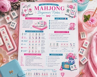 Appunti per principianti di Mahjong stampabili, riassunto delle regole del Mahjong e guida all'apprendimento - Download digitale