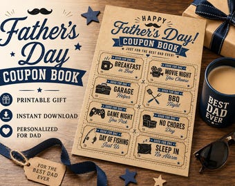 Libretto di buoni regalo per la Festa del Papà, regalo esperienziale stampabile per papà (download immediato)