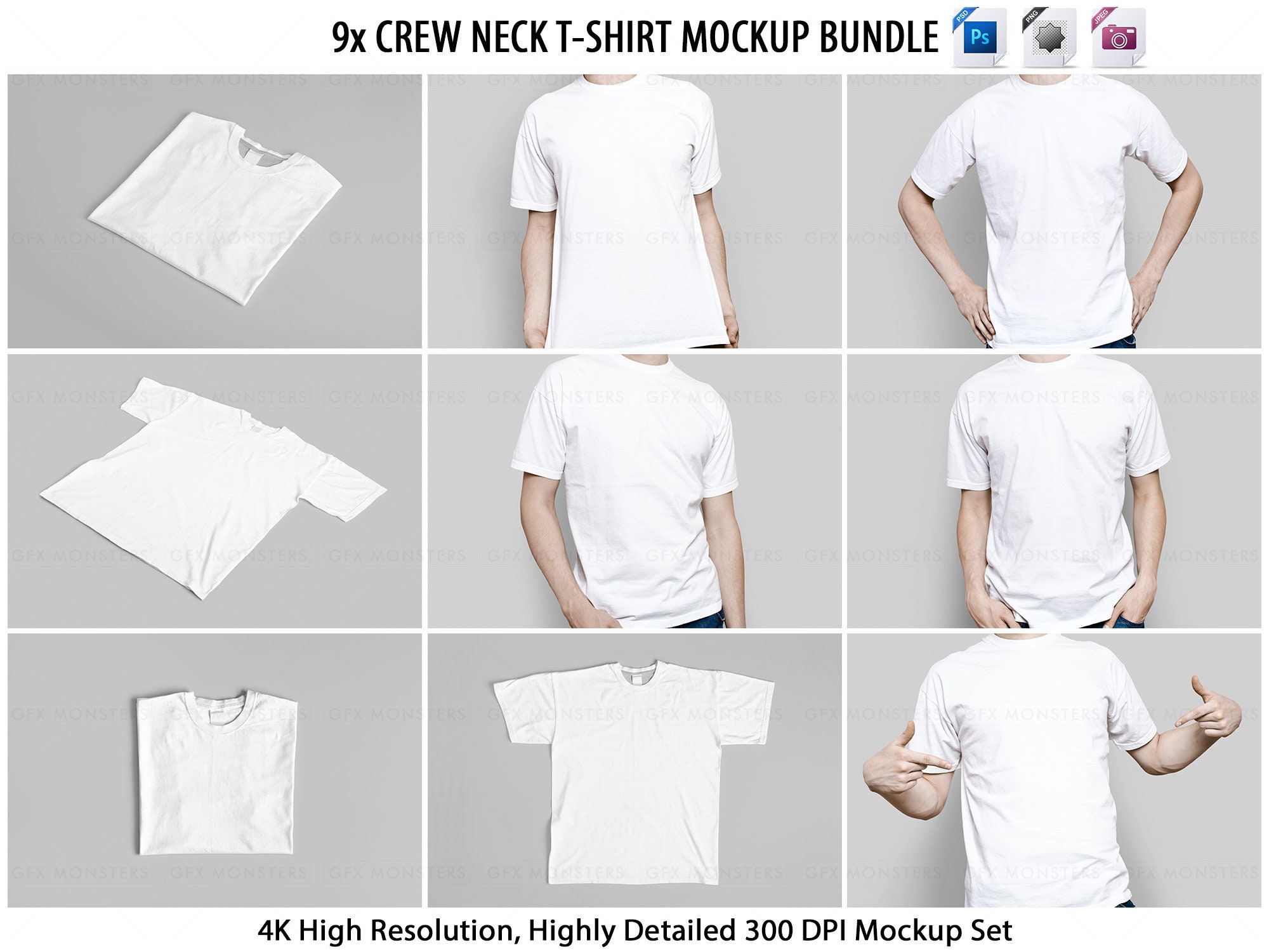 Download T Shirt Mockup Psd Crew Neck 9 Jpeg 9 Png 9 Psd Etsy
