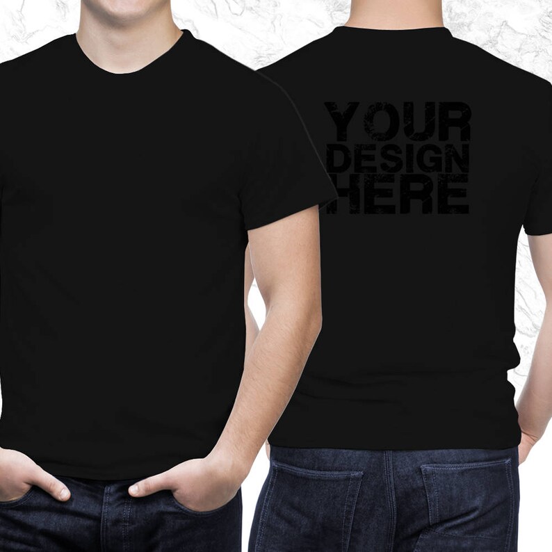 Men Women T-Shirt Mockup PSD Bundle | 6 Poses  | Models Mock up | High-Resolution PSD / PNG | Black / White | Instant Download