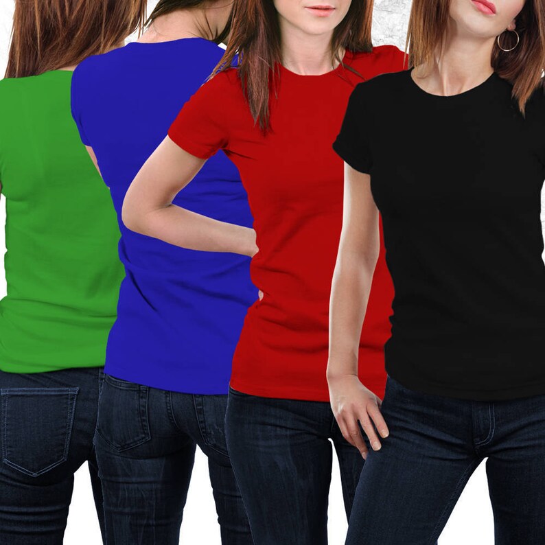 Men Women T-Shirt Mockup PSD Bundle | 6 Poses  | Models Mock up | High-Resolution PSD / PNG | Black / White | Instant Download