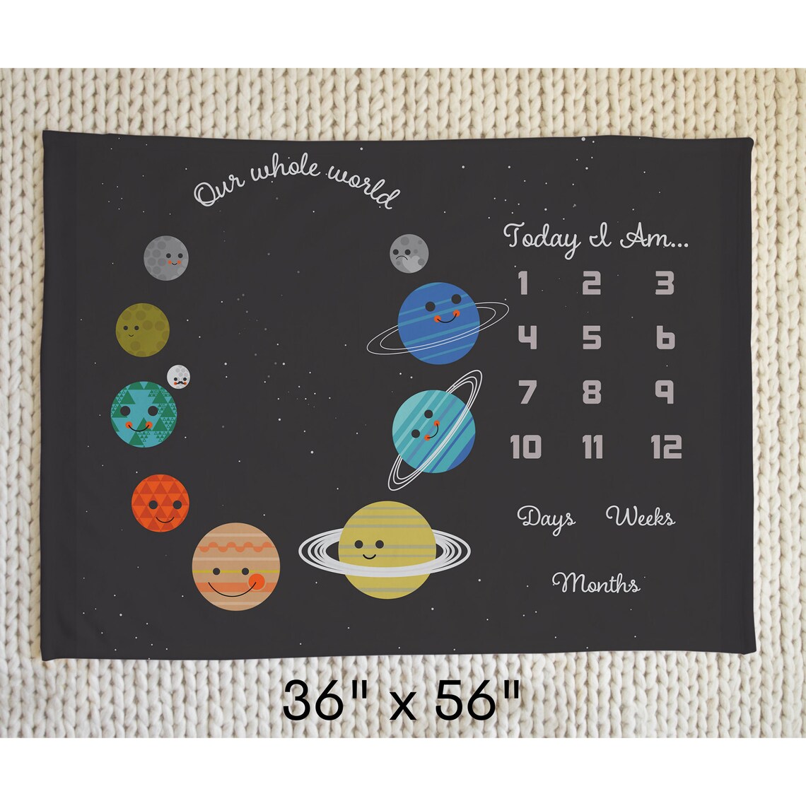 Outer Space Milestone Blanket Solar System Monthly Baby Etsy