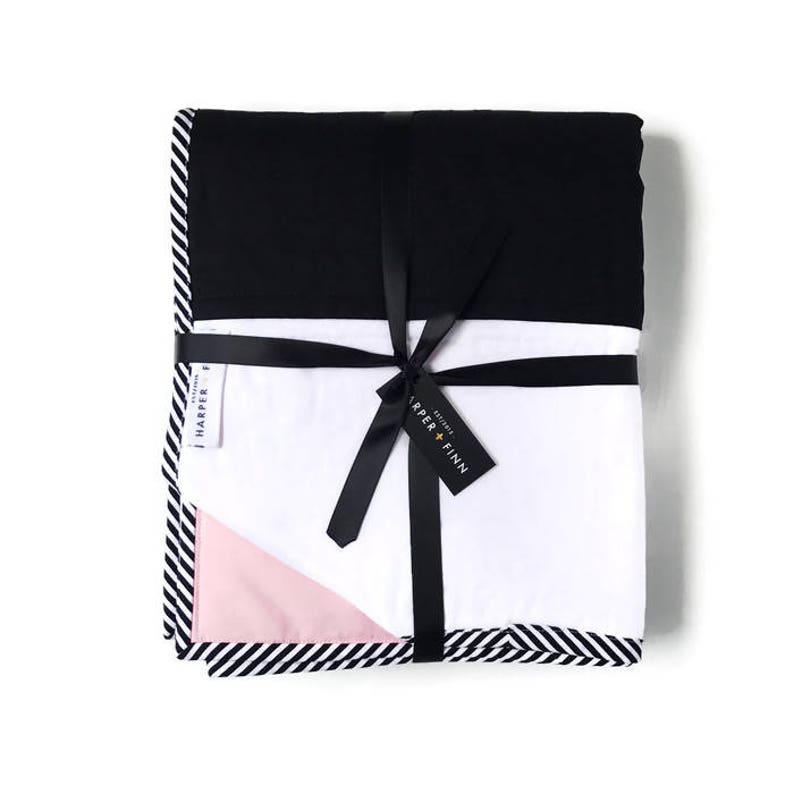 BLACK STRIPE CRIB Quilt Pink and Black Baby Bedding Black Etsy Australia