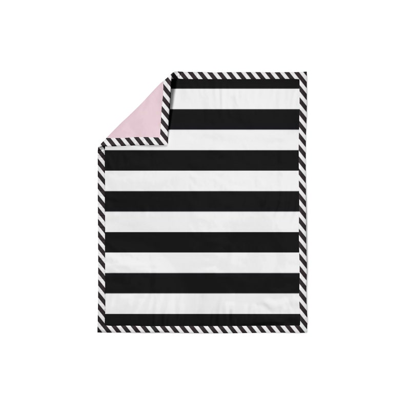 BLACK STRIPE CRIB Quilt Pink and Black Baby Bedding Black Etsy Australia