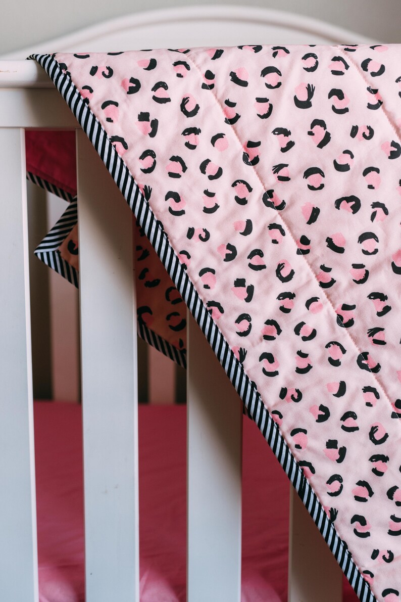 Pink Leopard Crib Quilt Hot Pink Animal Print Baby Bedding Etsy