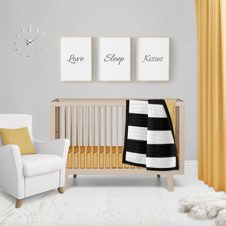 black and yellow crib bedding
