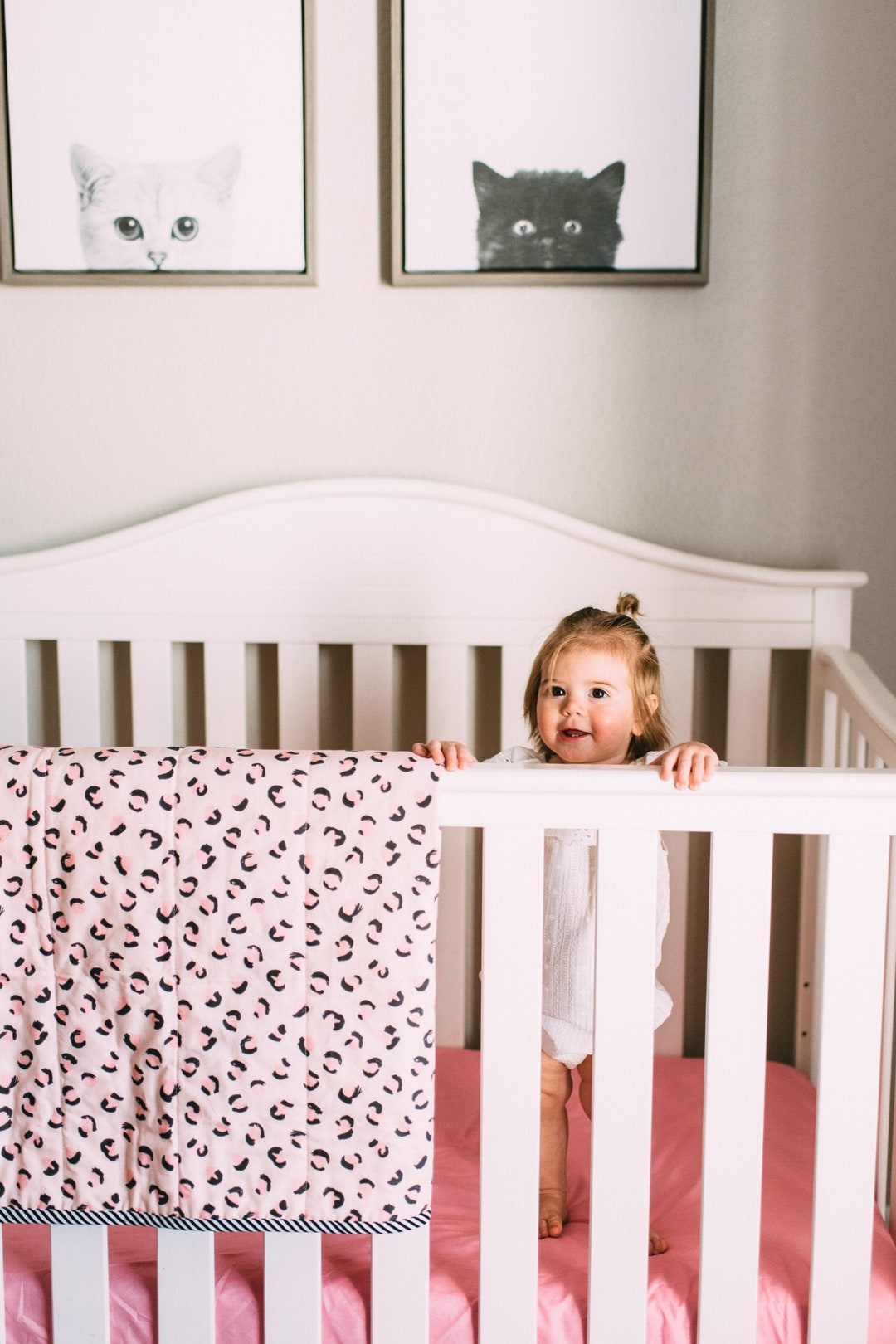 Pink Leopard Crib Quilt Hot Pink Animal Print Baby Bedding Jungle