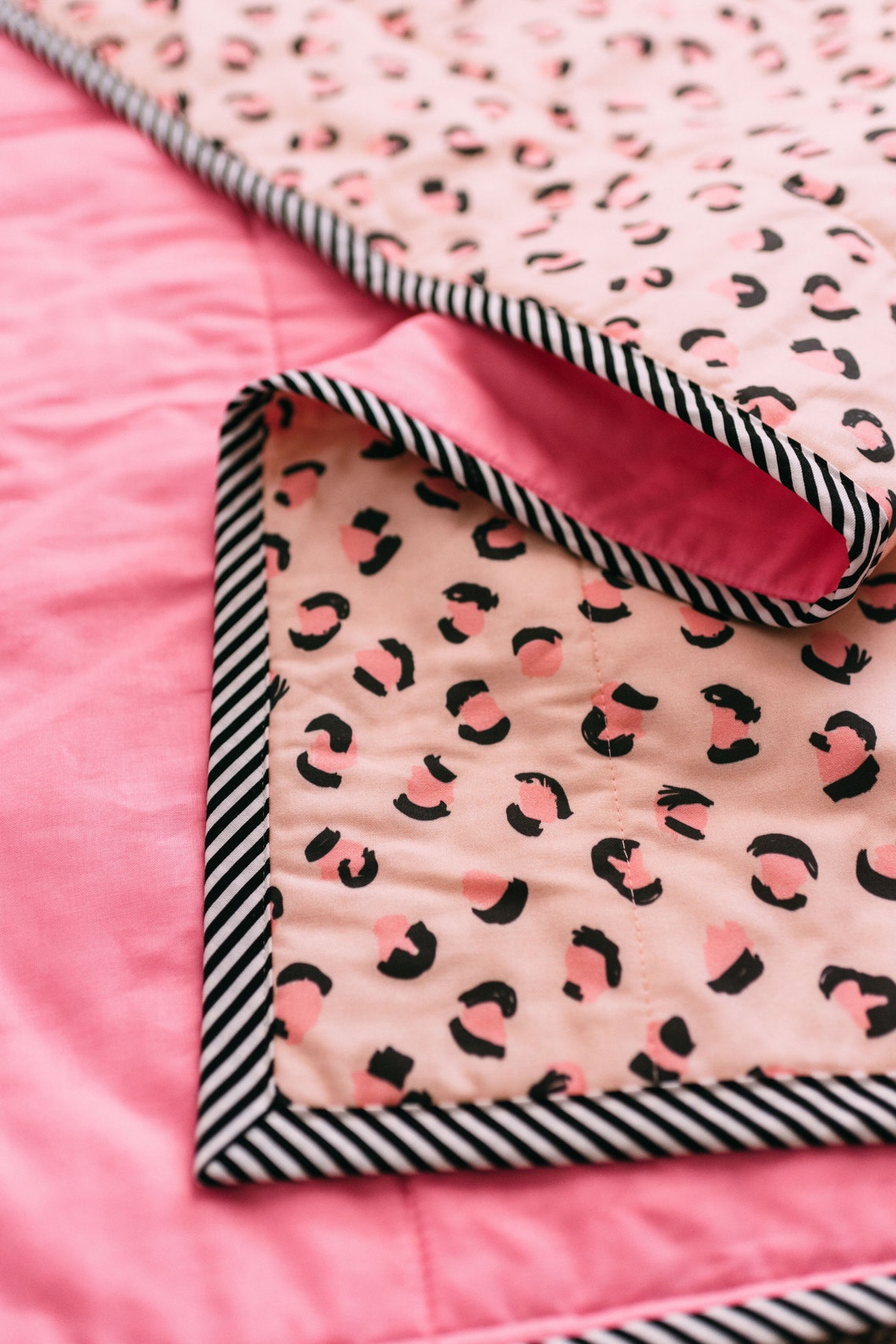 Pink Leopard Crib Quilt Hot Pink Animal Print Baby Bedding Etsy