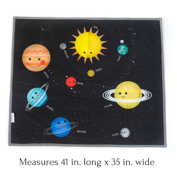 Space Theme Tummy Time Blanket Solar System Preschool Play Mat Universe Baby Gym Toy Planet Travel Quilt Galaxy Nursery Bedding Gift