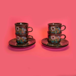 Retro Staffordshire Ironstone Teacup and saucer set by Cartwright & Edwards, Tea cups and tea sets,, Vintage 70s coffee cups, coffee sets