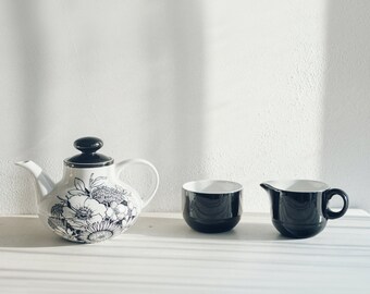 Alfred Meakin &quot;Samoa&quot; Mid Century Modern Teapot, Sugar bowl and Milk Jug, Ironstone, Staffordshire England, Vintage Tableware