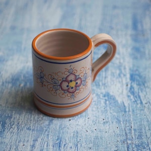 Hand-painted 'Amalfi' Mug, Italian Ceramics, Typical Costiera Amalfitana Tableware, Travel Memory, Flower Mug