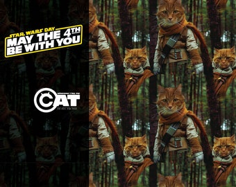 Star Wars Han Solo Katzen Geschenkpapier, Luxus Katzen Geschenkpapier, Kitsch Star Wars Weltraum Thema, Katzenliebhaber, Spendenaktion für Rettungskatzen in Vietnam
