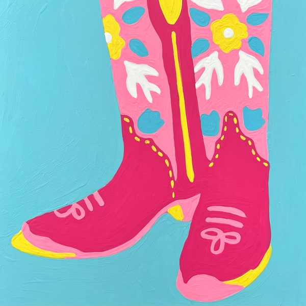 Pink Cowgirl Boots Paint by Number Kit