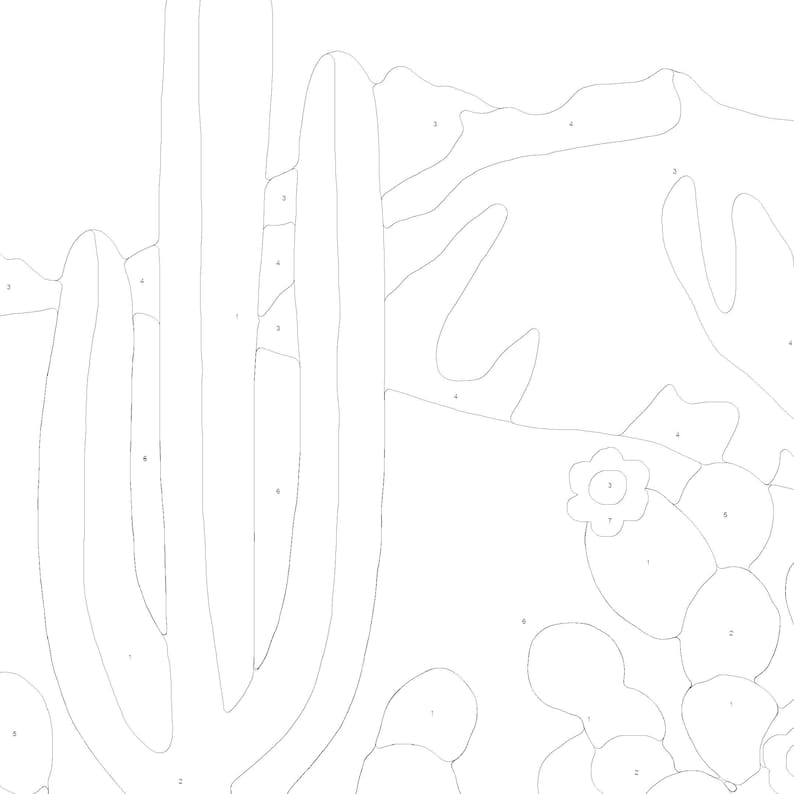 Cactus Paint by Number Kit Etsy