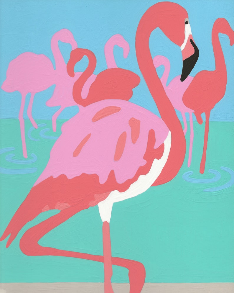 Flamingo Paint by Number Kit Etsy