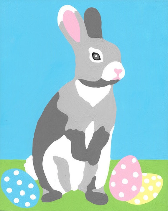 Paint by Number Kit Easter Bunny Rabbit and Colorful Easter Etsy