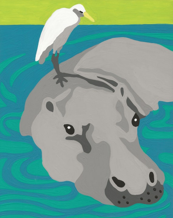 Paint By Number Kit Hippopotamus In Water Perfect For Diy Parties