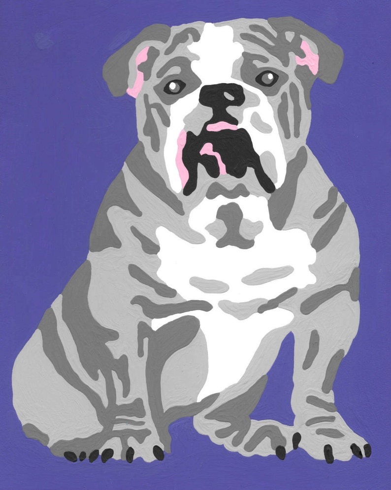 bulldog paint by number kit etsy