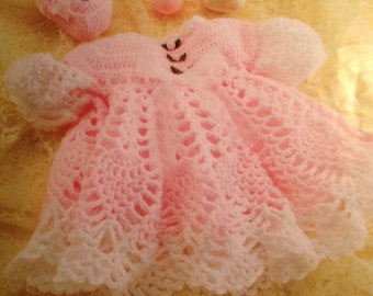 Crochet bébé fille robe taille naissance à 3 mois