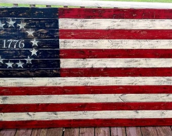 Custom 48" Betsy Ross American Flag, American flag, Rustic American Flag, Pallet Wood American Flag, Distressed American Flag Christmas Gift