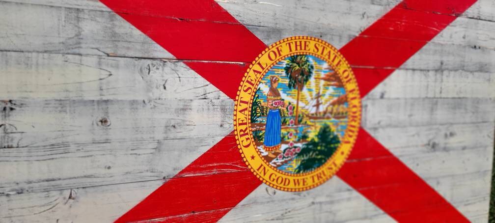 Custom Florida State Flag, Florida Flag Wall Art, Rustic Wood Flag, 50 ...