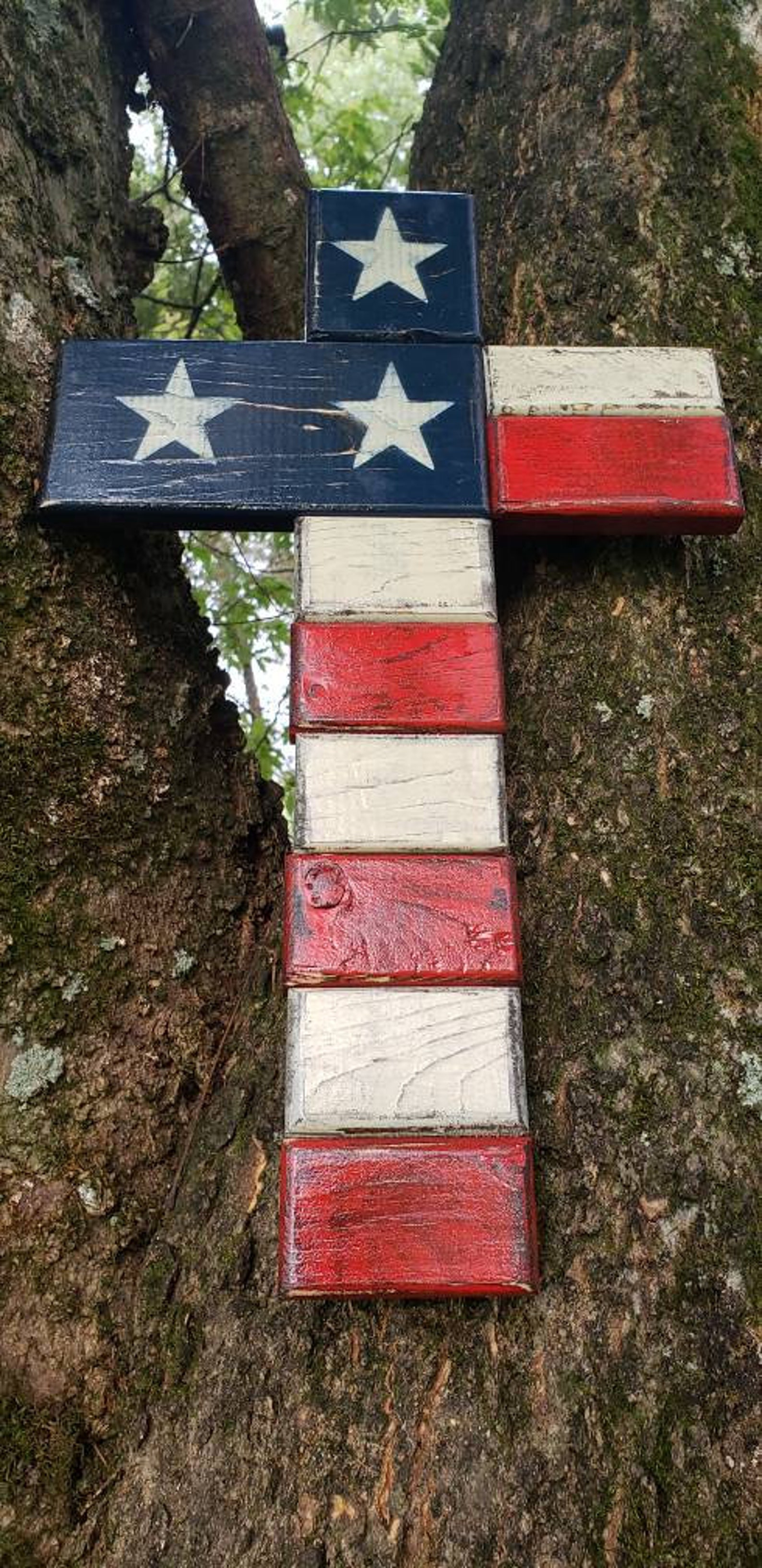 Rustic Wooden American Flag Cross Flag Cross American Flag Etsy