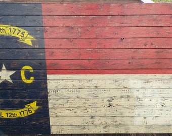 Rustic Wooden Custom North Carolina Flag, North Carolina Flag Wall Art, Wooden North Carolina Flag, 48"X26" Wood Flag