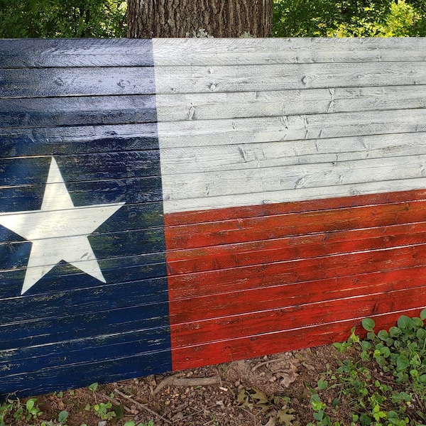 Drapeau Texas En Bois Récupéré - Fait Main - 15 X 19,5 Pouces