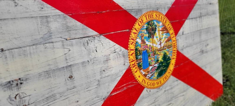 Custom Florida State Flag, Florida Flag Wall Art, Rustic Wood Flag, 50 ...