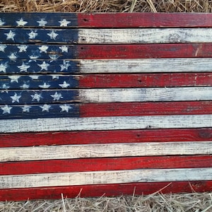 Rustic American Flag,  Pallet Flag, Rustic pallet American Flag, American Flag Wall Art, Distressed American Flag,36&quot;X19 1/2&quot;