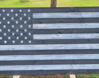 Rustic Woode Ebony Stained,Wooden American Flag,  72"X39" Wood Flag, Christmas Gift, Birthday Gift