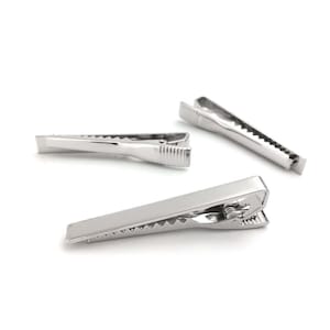 5 Silver Tie Clip, Tie Bar Blank, Tie Tack, Tie Clip DIY, Personalized Tie Clip, Custom Tie Clip, Groomsmen Gift, Father Son Gift, 1-1/6