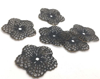 35mm filigraan geperforeerde metalen connector, bloem verfraaiing, koperen bevindingen, stempelen blanco, sieraden maken, 1-1/8