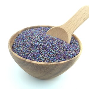20g 12/0 Rocailles Perline di semi ceche Perlina da 2 mm Perlina piccola di vetro Perlina minuscola Perlina da ricamo Perlina viola opaca AB per creazione di gioielli 4603D SB4-8