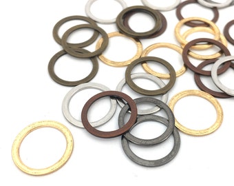 15mm Brass Ring Connector, Round Connector, Circle Jewelry Connector, Rhodium, Gold, Gunmetal, Antique Bronze, Antique Copper, 1-6/4