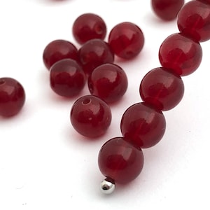 Bulk 50 Garnet Red Beads, 6mm Round Spacer Beads, Czech Glass Beads, Vintage Beads, Bohemian Beads, Craft Beads, 2805B CB1-2