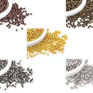 500pc 2.5mm Stopper Beads, Small Spacer Beads, Crimp Bead, Copper Metal Bead, Gold, Rhodium, Gunmetal, Antique Bronze, Antique Copper, 1-5/6