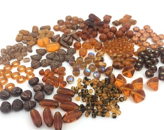 170g Brown Bead Mix, Czech Glass Bead Mix, Bead Soup, Assorted Bead Soup, DIY Bead, Craft Bead, Jewelry Making Bead, Wholesale Bead, BM021