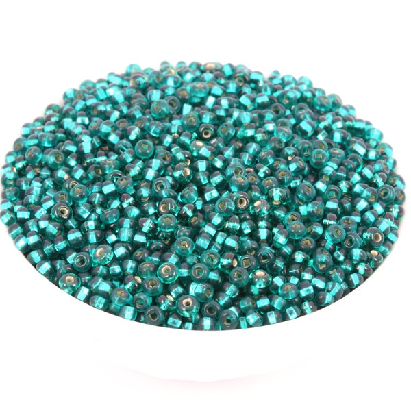 20g 8/0 Czech Seed Bead Silverlined Emerald Green, Rocailles, Embroidery Bead, Glass Spacer, Bulk Wholesale Jewelry Making Bead, 4930F,SB6-2