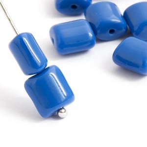 8mm Blue Square Bead Vintage Czech Glass Beads, Spacer, DIY Craft Jewelry Making Beads 20pcs 3721C CC8-1