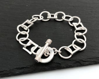 Silver Charm Bracelet Link Chain With Toggle Clasp in Shiny - Etsy