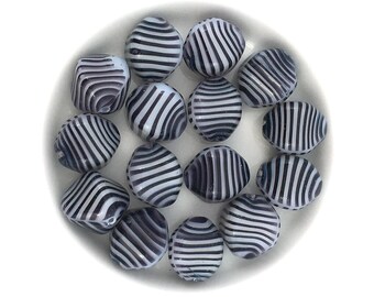 12 Zebra Black White Bicone Beads Vintage Czech Glass Bead Bohemian Bead DIY Craft Beads Jewelry Making Beads 10x12 2275A CA3-9