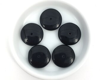 16mm Jet Black Glass Rondelle, Spacer Bead, Czech Glass Bead, Abacus Bead, Large Rondelle Bead, Disc Bead, 12pcs, A0026A/3883A AA1-1