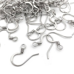 50 Rhodium Plated French Hook Earwire, Earring Hook, Fish Hook, DIY Earring, Earring Findings, Components, MF0032, 1-6/5
