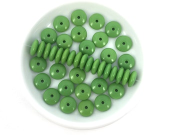 50 Green Rondelle, Czech Glass Rondelle Bead, 7mm Rondelle Spacer, Disc Bead, Jewelry Making Bead, DIY Bead, Craft Bead,1032F CF3-6